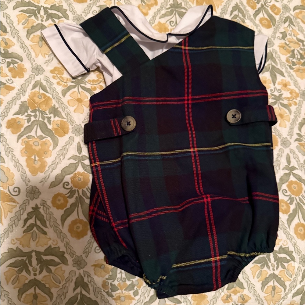 TBBC Beaufort Bonnet Company tartan plaid onesie bubble holiday size 0-6 months